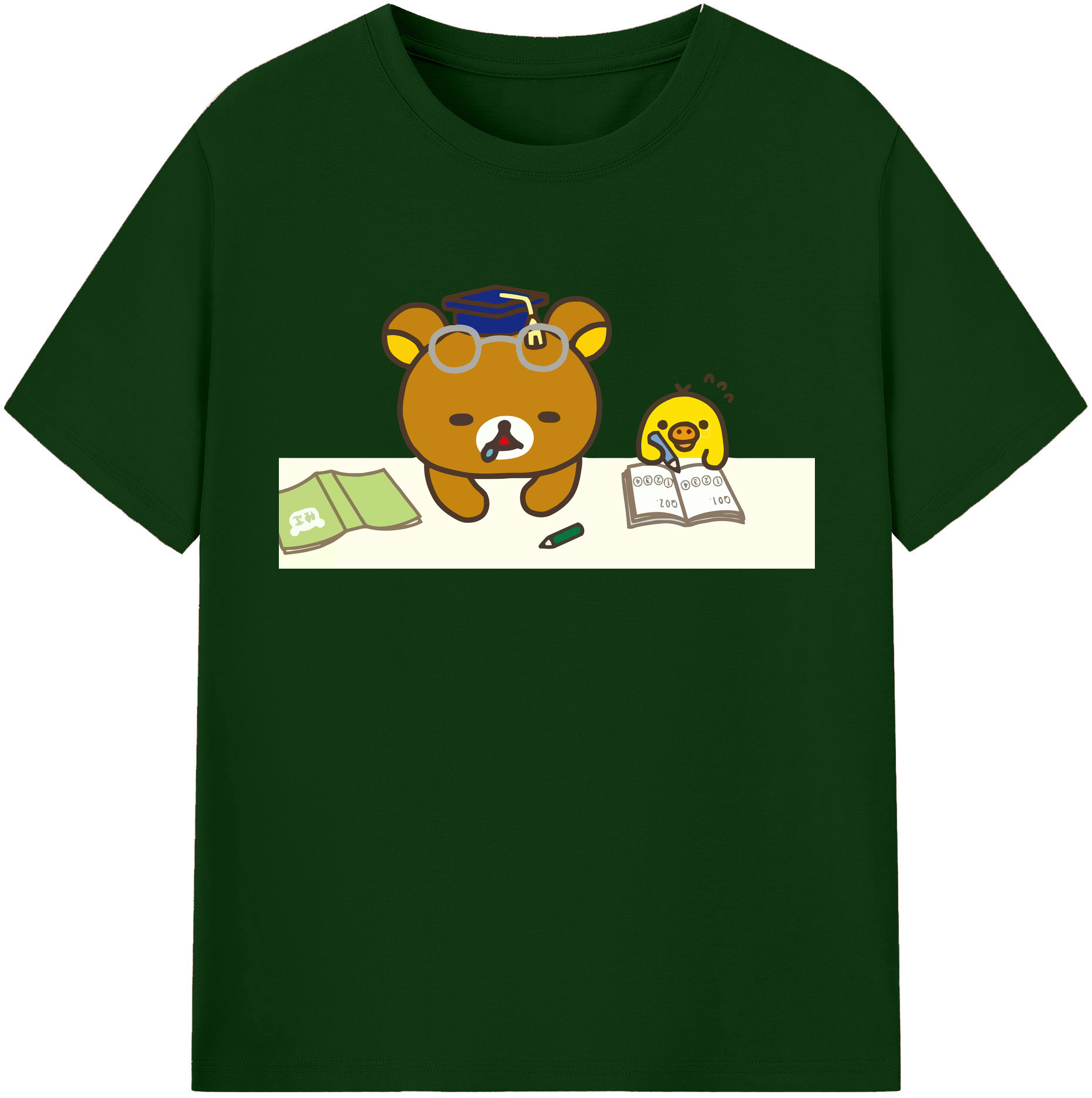 （画像用） リラックマ リラックマ キイロイトリ Rilakkuma Korilakkuma Kiiroitori 綿100％半袖Tシャツ（フロントプリント）